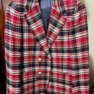 Stylish Red Plaid Men's Blazer